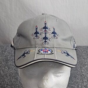 Y2K Air Force Thunderbirds Hat Gray Strapback Cap US Military Flightline America